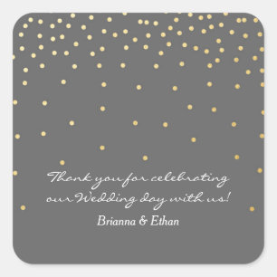 Grey & Gold Foil Dots Modern Wedding Stickers