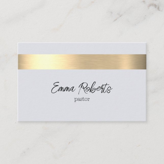 Grey Gold Foil Rustic Faux Jesus Christ Pastor Business Card (Front)