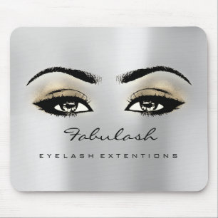 Grey Gold Glitter Branding Beauty Lashes Skinny Mouse Pad