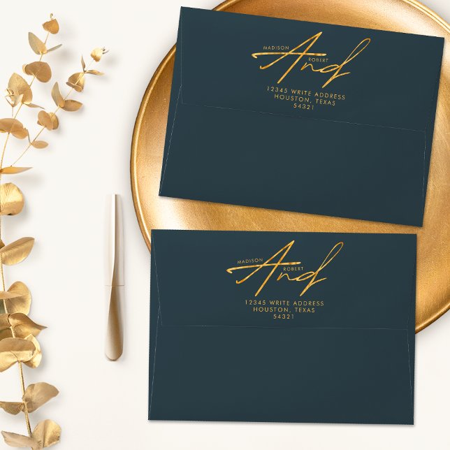 Grey Gold Modern Classic Typography Wedding Envelope (Creator Uploaded)