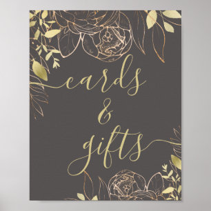 Grey & Gold Modern Floral Cards & Gifts Poster