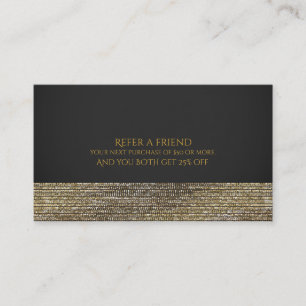 Grey & Gold Modern Glam Sequins Chic Refer Friend Referral Card