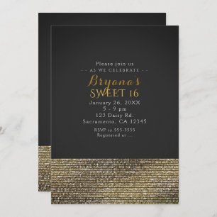 Grey & Gold Modern Glam Sequins Party Invitations