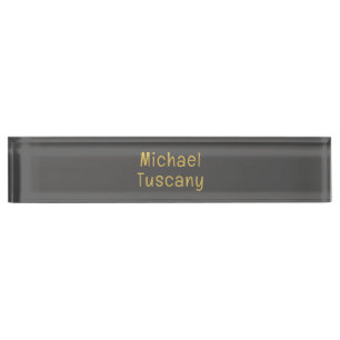 Grey Gold Professional Trendy Minimalist Own Text Nameplate