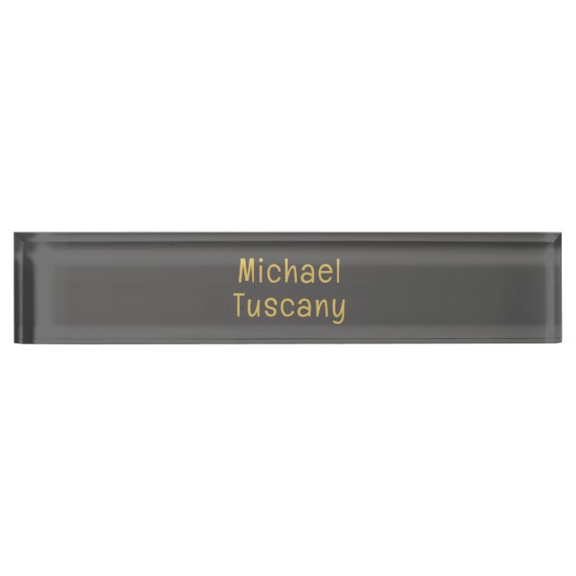 Grey Gold Professional Trendy Minimalist Own Text Nameplate (Front)