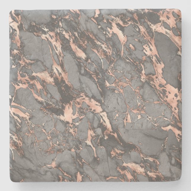 Grey gold rose marble modern design stone coaster (Front)