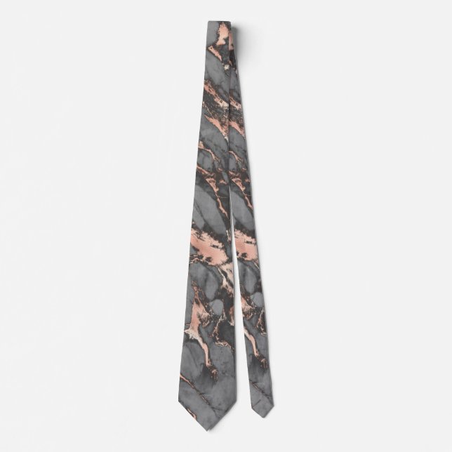 Grey gold rose marble modern design tie (Front)