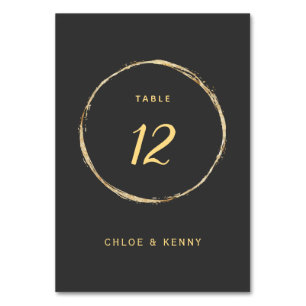 Grey & Gold Rustic Gold Circle Frame Wedding Table Number