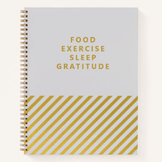 Grey Gold Stripes Minimalist Gratitude Journal
