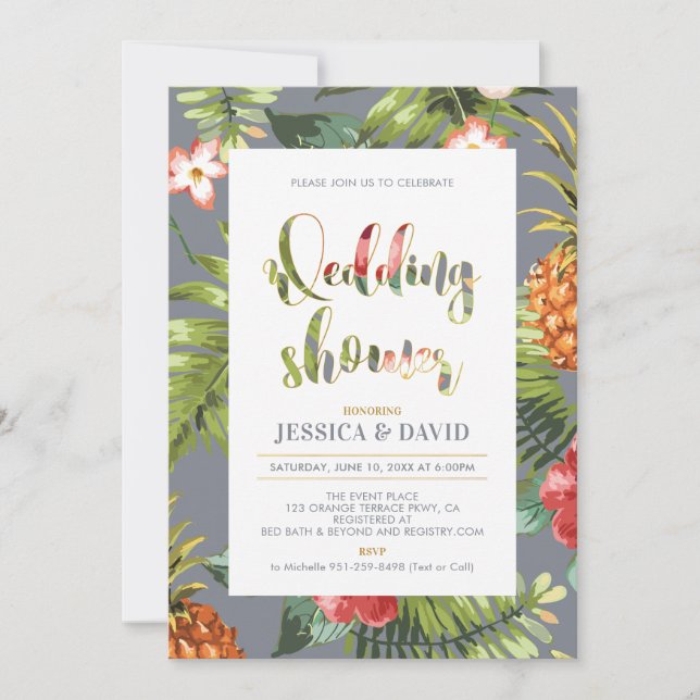 Grey & Gold | Summer Wedding Shower Invitation (Front)