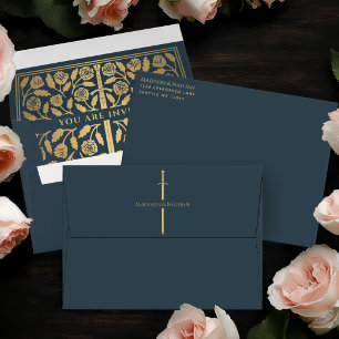 Grey Gold Sword Royal Fantasy Wedding Envelope