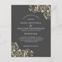 Grey Gold Wedding Invitation RSVP l Website