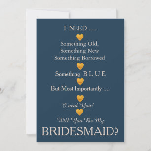 Grey & Gold with Heart Will You Be my Bridesmaid Invitation