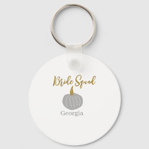 Grey golden pumpkin fall bride squad modern key ring