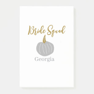 Grey golden pumpkin fall bride squad modern  post-it notes