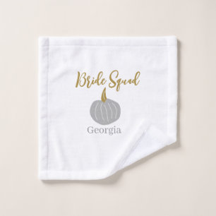 Grey golden pumpkin fall bride squad modern  wash cloth