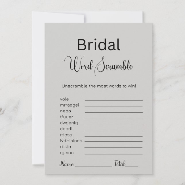 Grey Goose Bridal Word Scramble Game Invitation (Front)