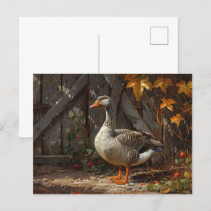 Grey Goose in the Barnyard Postcard