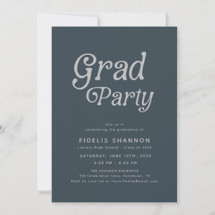 Grey Grad Party Retro Graduation Invitation