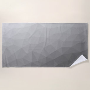 Grey Gradient Geometric Mesh Pattern Beach Towel