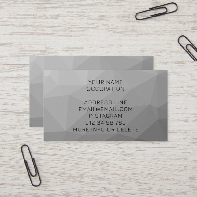 Grey Gradient Geometric Mesh Pattern Elegant Business Card (Front/Back In Situ)