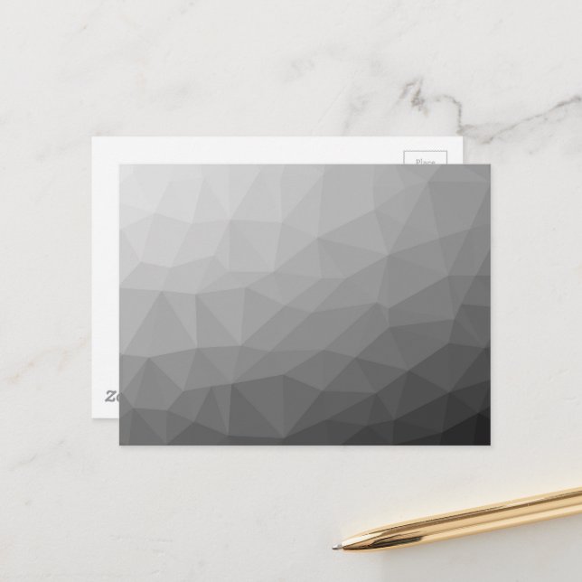 Grey Gradient Geometric Mesh Pattern Postcard (Front/Back In Situ)
