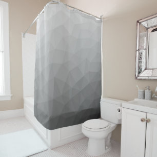 Grey Gradient Geometric Mesh Pattern Shower Curtain