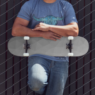 Grey Gradient Geometric Mesh Pattern Skateboard
