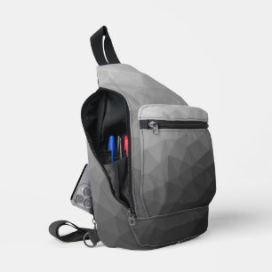 Grey gradient geometric mesh pattern sling bag