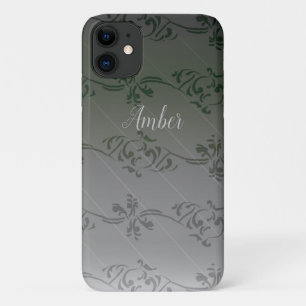 Grey Gradient Leaf Pattern Personalised Case-Mate iPhone Case