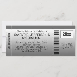 Grey Graduation Party Ticket Invitation