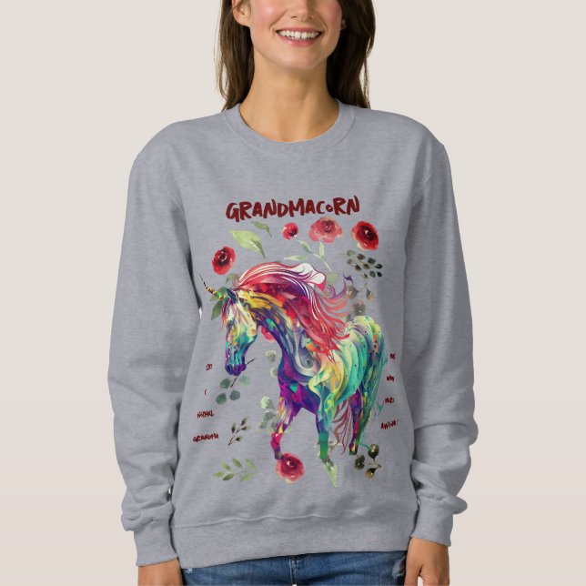 (Grey) Grandma Unicorn  Sweatshirt (Front)