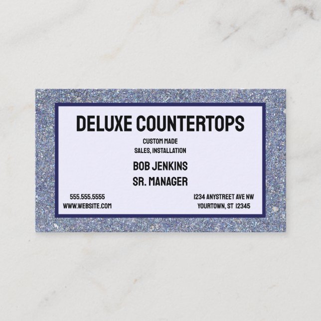 Grey Granite Background Frame Countertops Design Business Card (Front)
