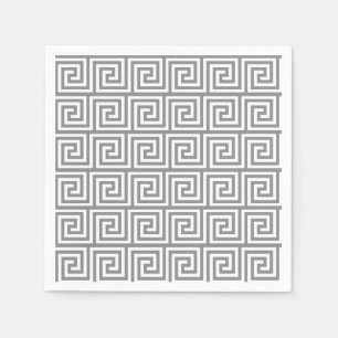 Grey Greek Key Pattern Napkin