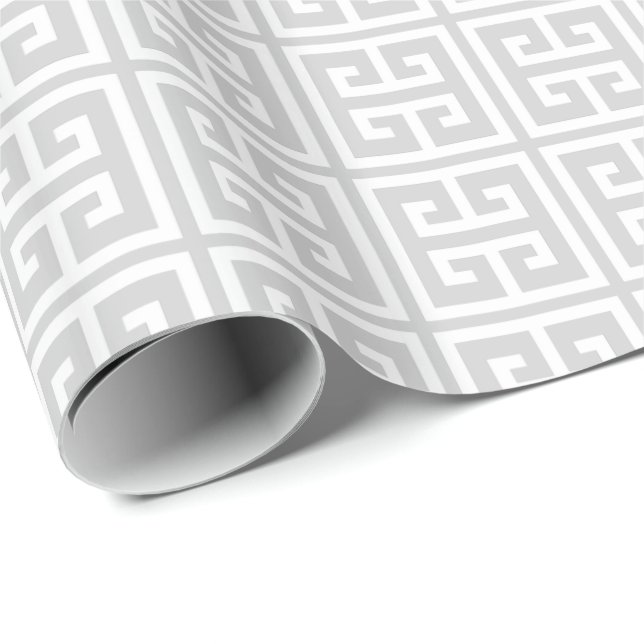 Grey Greek Key Pattern Wrapping Paper (Roll Corner)
