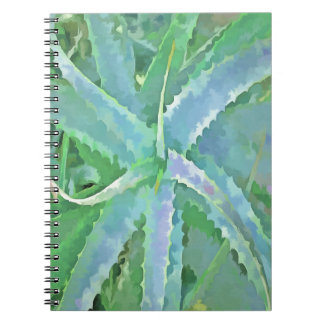 Grey Green Aloe Abstract Painting Spiral Notebook