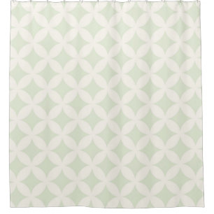 Grey Green and Cream Geocircles Pattern Design Shower Curtain