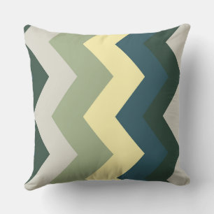 grey green and teal chevron Pattern Cushion