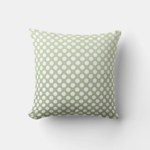 Grey Green and White Polka Dot Pattern Cushion