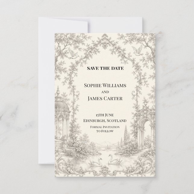 Grey Green Botanical Wedding Save the Date (Front)