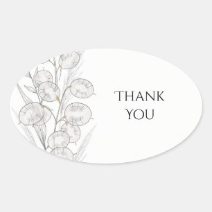 Grey Green Botanical Wedding Thank You Sticker