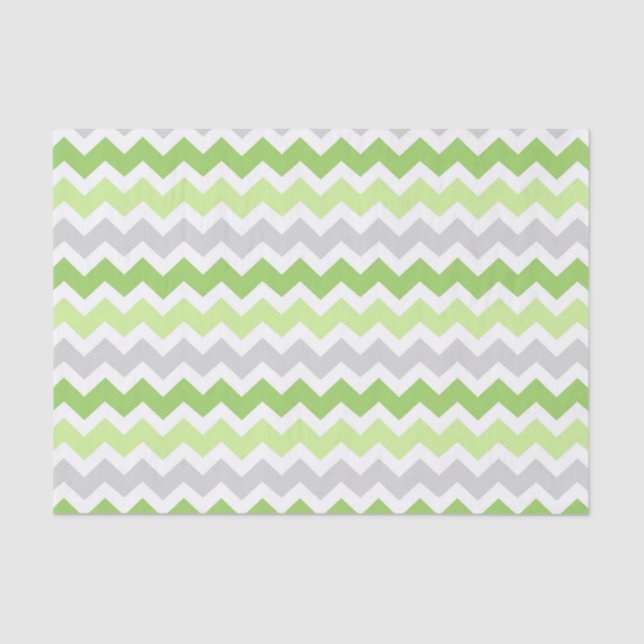 Grey Green Chevron Pattern Tissue Paper (Front)