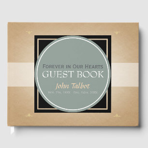 Grey Green Circle B Square Tag Memorial Guest Book