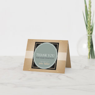 Grey Green Circle B Square Tags Sympathy Thank you Card