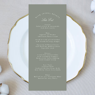Grey Green Classic Calligraphy Formal Wedding Menu