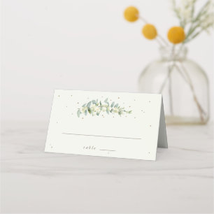 Grey Green/Cream Snowberry+Eucalyptus Wedding Place Card