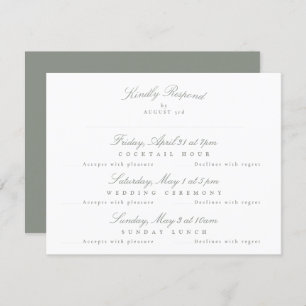 Grey Green Elegant Calligraphy multi-event RSVP Card