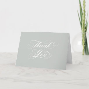 Grey-Green Elegant Script Graduation Photo+Message Thank You Card