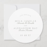 Grey Green Formal Classic Calligraphy Round Photo