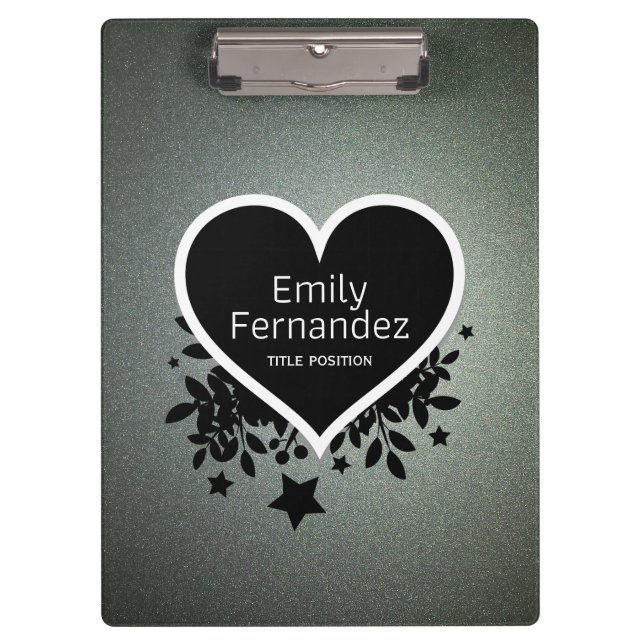 Grey Green Glitter Pattern Clipboard (Front)